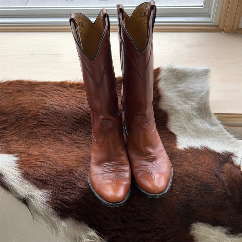 Rios of Mercedes Classic Brown Leather Cowboy Boots